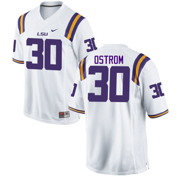Men LSU Tigers #30 Michael Ostrom College Football Jerseys Game-White - Click Image to Close